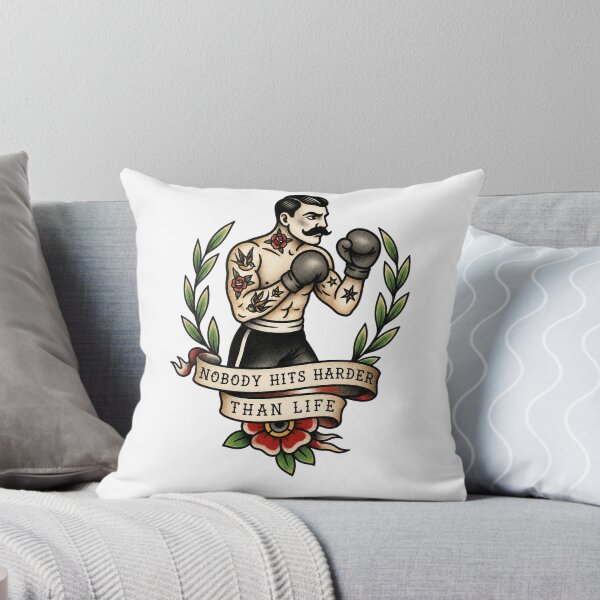 Item preview, Nobody Hits Harder Than Life – Traditional Boxer Tattoo Design designed and sold by Scandi-Design.