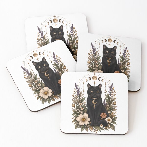 Item preview, Mystic Black Cat Moonlight Botanical designed and sold by Imagine Isso.