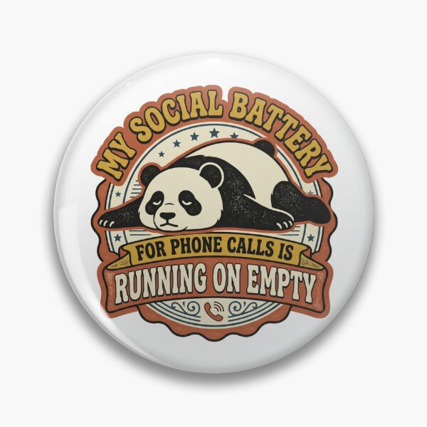 Item preview, My Social Battery For Phone Calls Is Running On Empty Cute Panda Retro Introvert Quote designed and sold by raedattia.