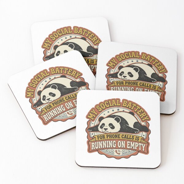Item preview, My Social Battery For Phone Calls Is Running On Empty Cute Panda Retro Introvert Quote designed and sold by raedattia.