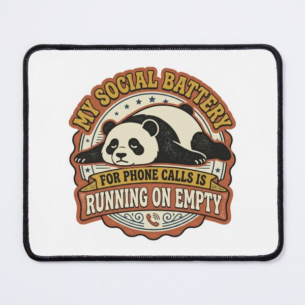 Item preview, My Social Battery For Phone Calls Is Running On Empty Cute Panda Retro Introvert Quote designed and sold by raedattia.