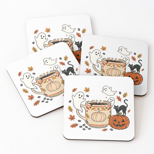 Item preview, Cozy Spooky Coffee Cup with Cute Ghosts and Black Cat Halloween designed and sold by abdelski.