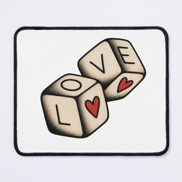 Item preview, Love Dice – Traditional Heart Dice Tattoo Design designed and sold by Scandi-Design.