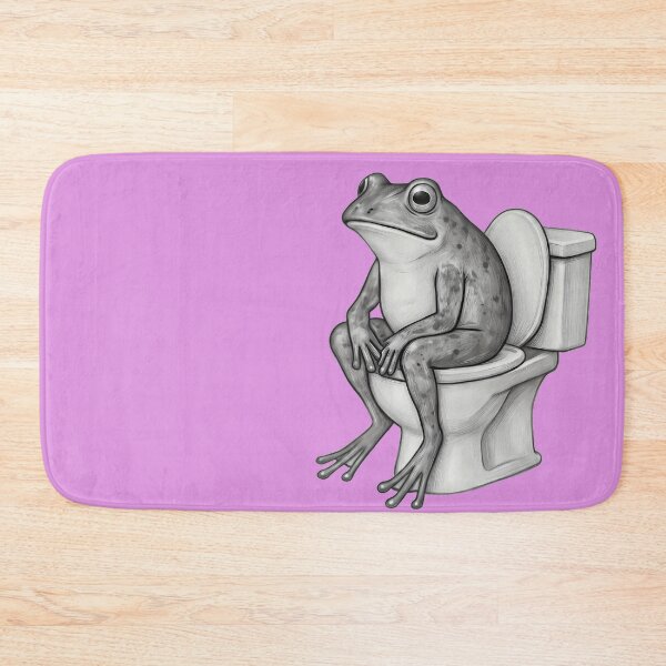 Item preview, Frog on Toilet - Funny Pencil Sketch Bathroom Art designed and sold by NexxaStoree.