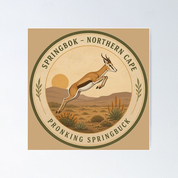 Item preview, Springbok Pronking Springbuck Badge – Northern Cape Wildlife Series designed and sold by The Digital Compass.