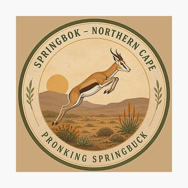Item preview, Springbok Pronking Springbuck Badge – Northern Cape Wildlife Series designed and sold by The Digital Compass.