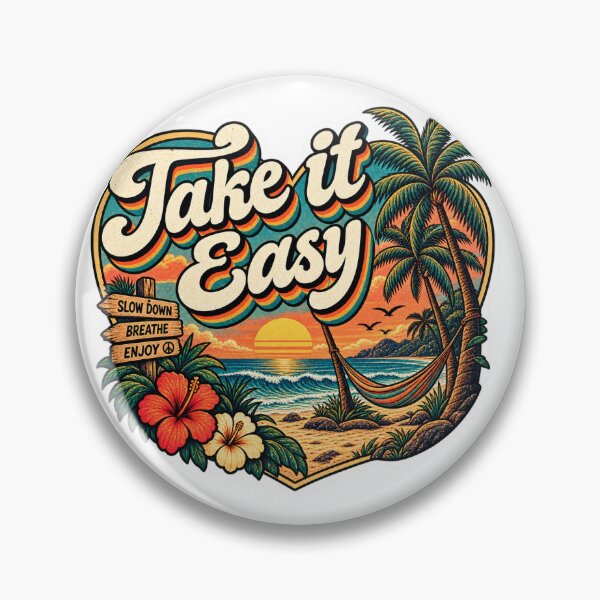 Item preview, Take It Easy Retro Beach Sticker designed and sold by Lumvero.