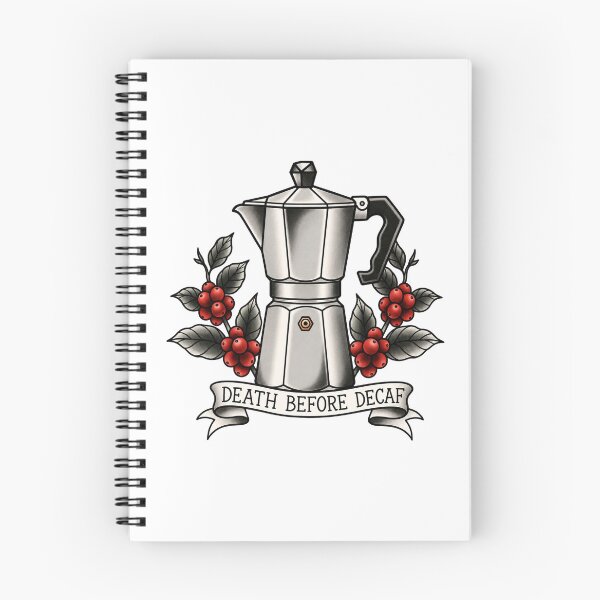 Item preview, Death Before Decaf – Traditional Moka Pot Tattoo designed and sold by Scandi-Design.