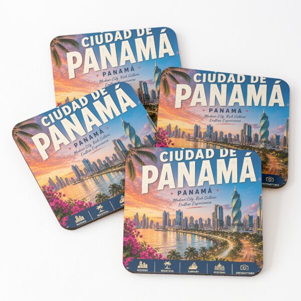 Item preview, Visit Panama City Panama Travel Poster – Tropical Skyline & Sunset designed and sold by ElartedeNoel.