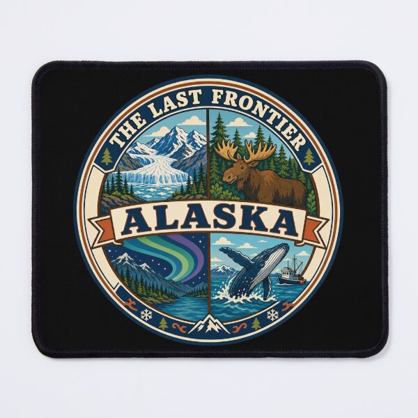 Item preview, Alaska Vintage Wilderness Wildlife Scenic Travel Badge designed and sold by DreamLayerStudio.