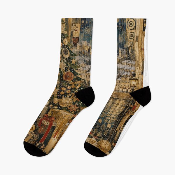 Item preview, Golden Winter Christmas — Alpine Village Mosaic Holiday designed and sold by TeikunShop.