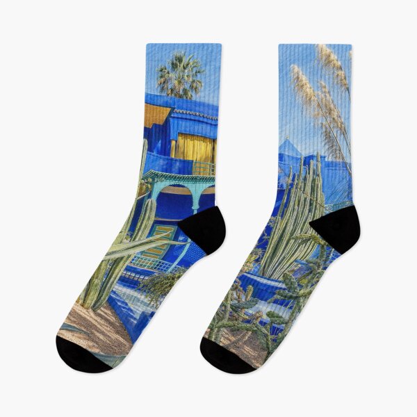Item preview, Majorelle Blue House and Cactus Garden – Moroccan Botanical Illustration designed and sold by wiwiart.