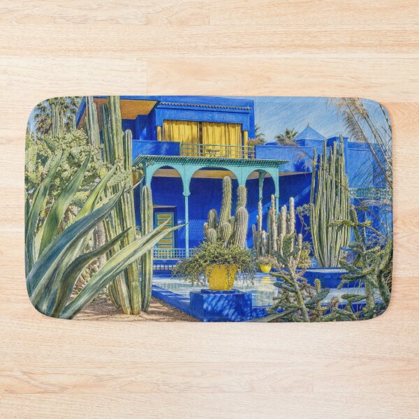 Item preview, Majorelle Blue House and Cactus Garden – Moroccan Botanical Illustration designed and sold by wiwiart.