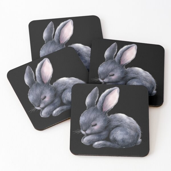 Item preview, Sleeping Grey Bunny on Dark Background designed and sold by Fillthegoat.