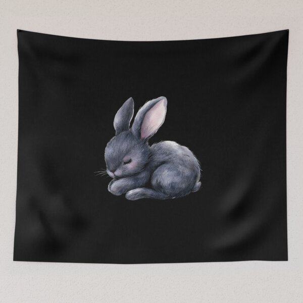 Item preview, Sleeping Grey Bunny on Dark Background designed and sold by Fillthegoat.
