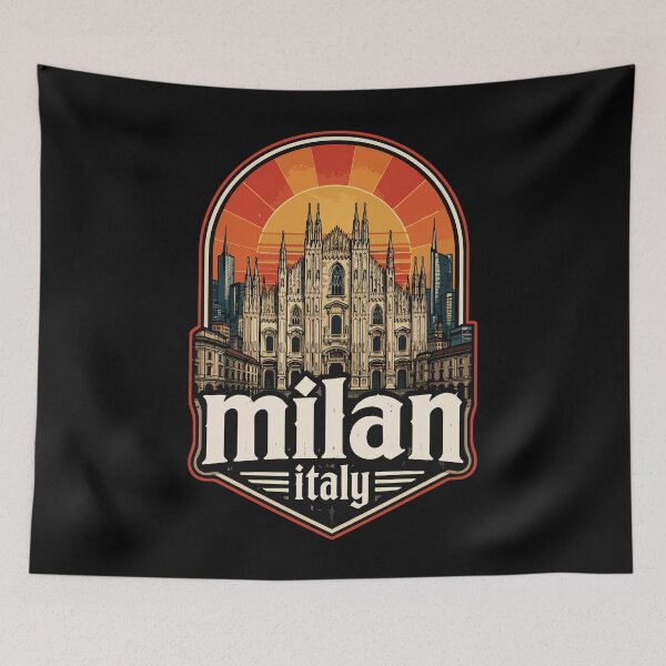 Aperçu de l'œuvre Milan, Italie, Europe, Voyage rétro créée et vendue par TomFrontierArt.