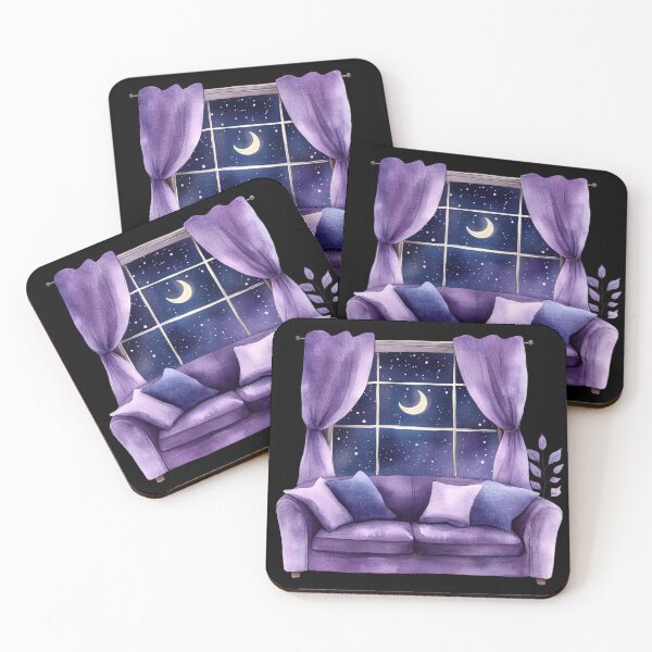 Item preview, Cozy Lavender Living Room at Night designed and sold by Fillthegoat.