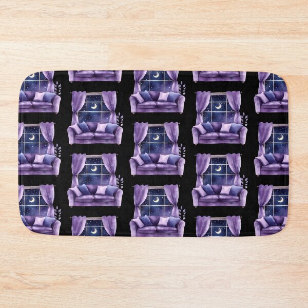 Item preview, Cozy Lavender Living Room at Night designed and sold by Fillthegoat.