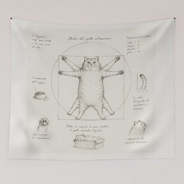Item preview, Vitruvian Cat Funny Renaissance Sketch designed and sold by Owcomm.