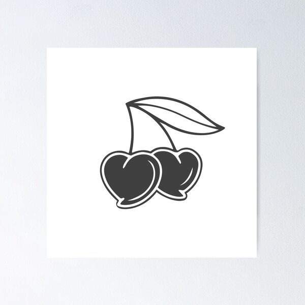 Item preview, Dark Gray Heart Cherry Pair Design designed and sold by pattern-archive.