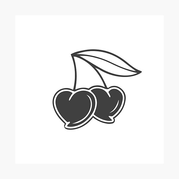 Item preview, Dark Gray Heart Cherry Pair Design designed and sold by pattern-archive.