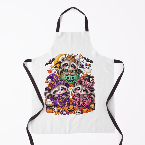 Item preview, Kawaii Cute Halloween – Witchy Raccoon Trio Trick or Treat Design designed and sold by xghambo.