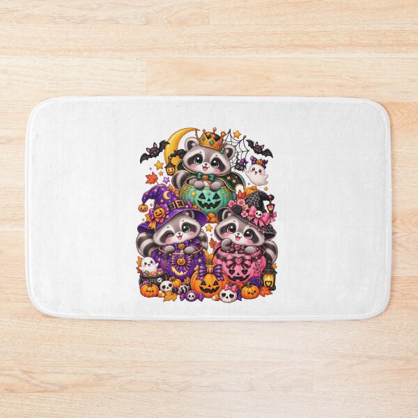 Item preview, Kawaii Cute Halloween – Witchy Raccoon Trio Trick or Treat Design designed and sold by xghambo.