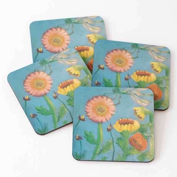 Item preview, Zinnias with Dragonfly designed and sold by Randilynnart.