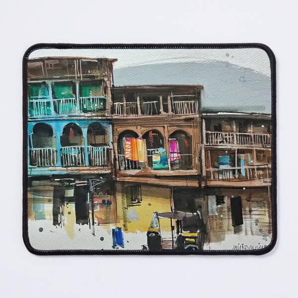 Item preview, Turquoise Balconies and a Waiting Rickshaw designed and sold by mulickmilind.