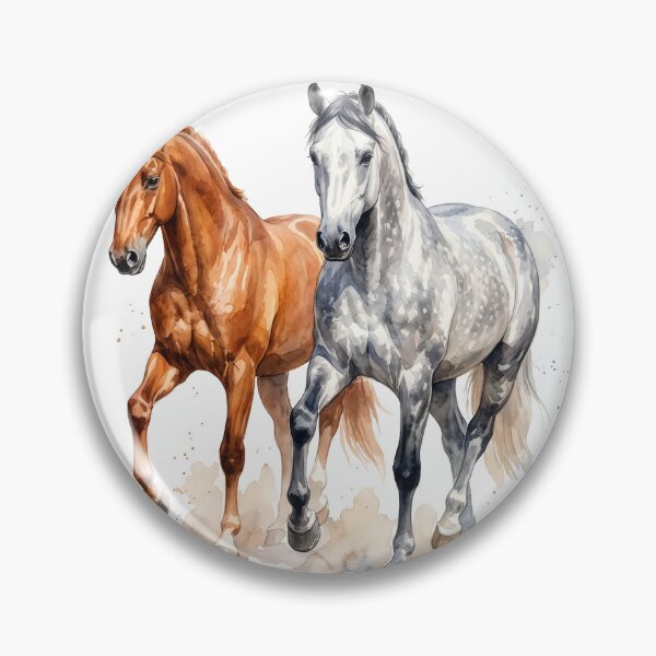 Item preview, Chestnut and Grey Horses Watercolor designed and sold by Rutvain.