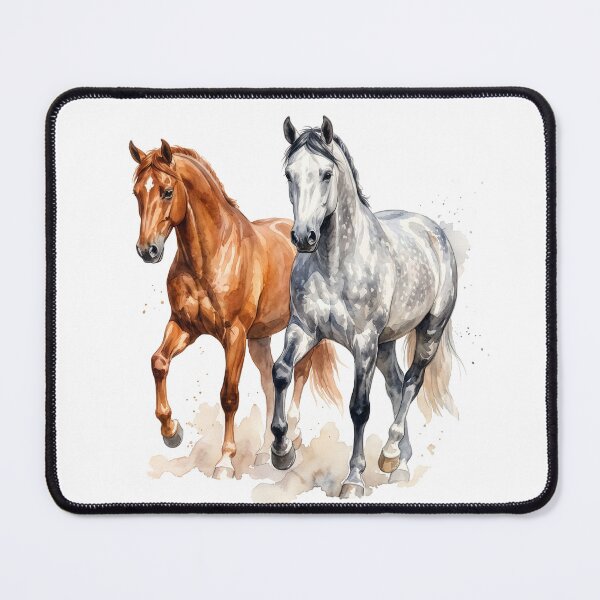 Item preview, Chestnut and Grey Horses Watercolor designed and sold by Rutvain.