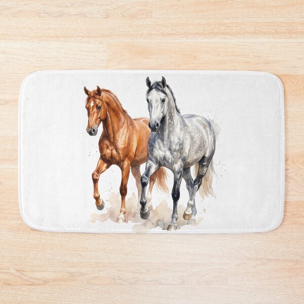 Item preview, Chestnut and Grey Horses Watercolor designed and sold by Rutvain.
