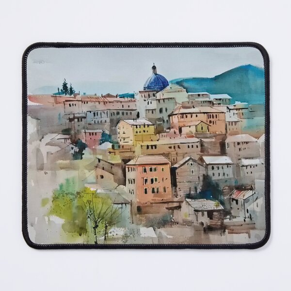 Item preview, Terracotta Hillside Village Beneath a Blue Dome designed and sold by mulickmilind.