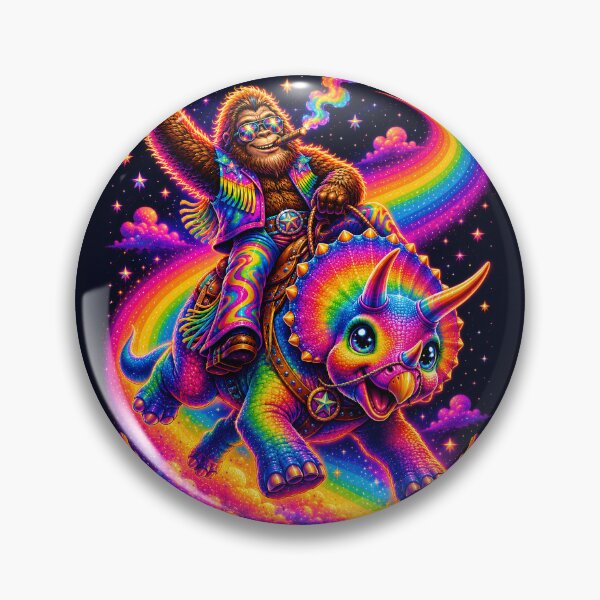 Item preview, Rainbow Sasquatch Rodeo on a Triceratops designed and sold by Victor Shadehorn.