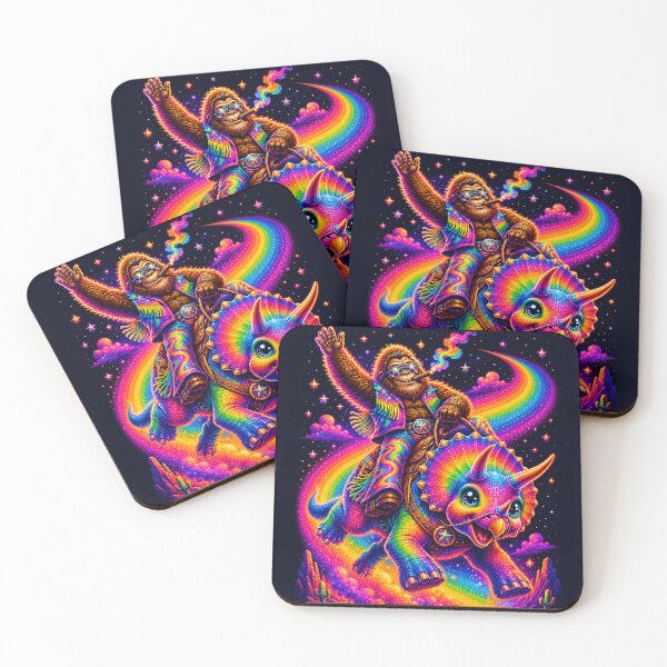 Item preview, Rainbow Sasquatch Rodeo on a Triceratops designed and sold by Victor Shadehorn.