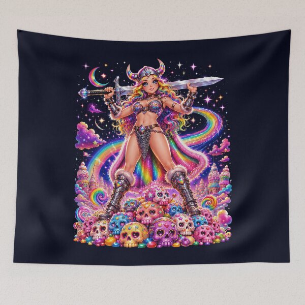Item preview, Rainbow Valkyrie Candy Skull Warrior designed and sold by Victor Shadehorn.