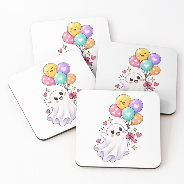 Item preview, Cute Ghost with Balloons designed and sold by BlackBoneArt.