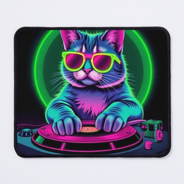Item preview, DJ Synthwave Cat: Neon Nightclub Vibes designed and sold by ALEX SAN.