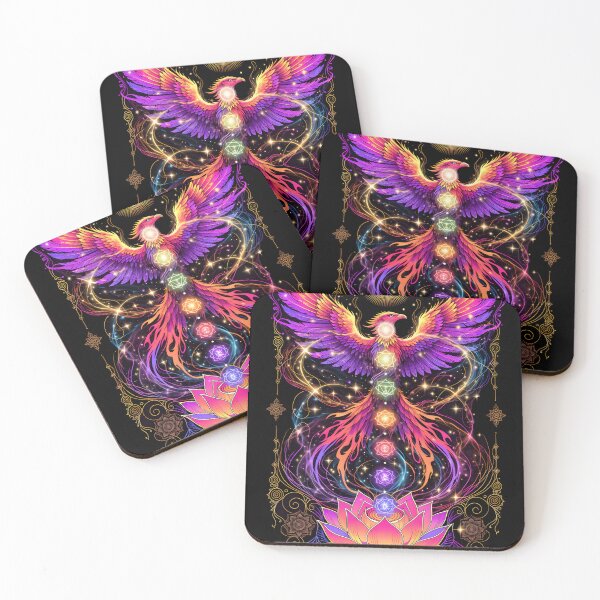 Item preview, Neon Phoenix Rising Chakras Lotus Transformation designed and sold by NeuralLoft Frequency.
