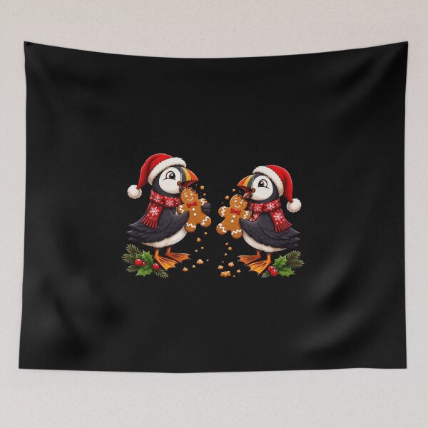 Item preview, Puffins eating Christmas cookies designed and sold by Konvero.