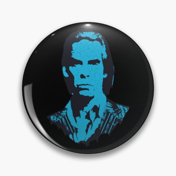 Item preview, Nick Cave Gothic Rock Cyan Distressed Halftone Portrait Art designed and sold by surmind.