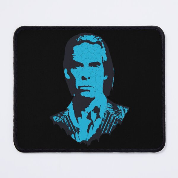 Item preview, Nick Cave Gothic Rock Cyan Distressed Halftone Portrait Art designed and sold by surmind.