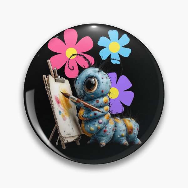 Item preview, A blue caterpillar using a paintbrush to paint colorful flowers. designed and sold by Szpaku desart .