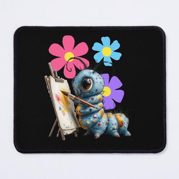 Item preview, A blue caterpillar using a paintbrush to paint colorful flowers. designed and sold by Szpaku desart .