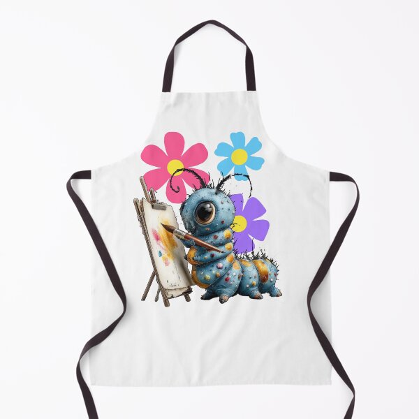 Item preview, A blue caterpillar using a paintbrush to paint colorful flowers. designed and sold by Szpaku desart .