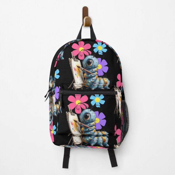 Item preview, A blue caterpillar using a paintbrush to paint colorful flowers. designed and sold by Szpaku desart .