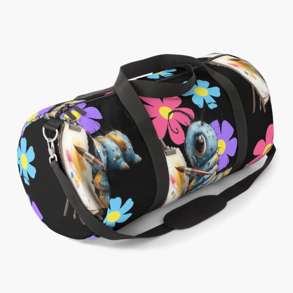 Item preview, A blue caterpillar using a paintbrush to paint colorful flowers. designed and sold by Szpaku desart .