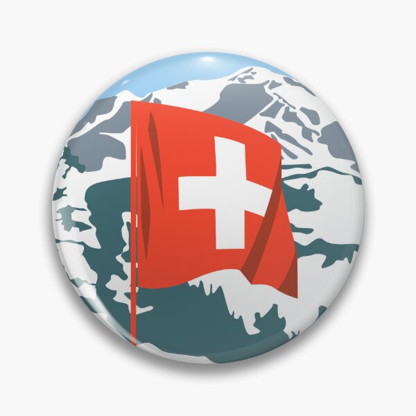Item preview, Swiss Flag in the Alps — Switzerland Mountain Illustration designed and sold by Bodique.