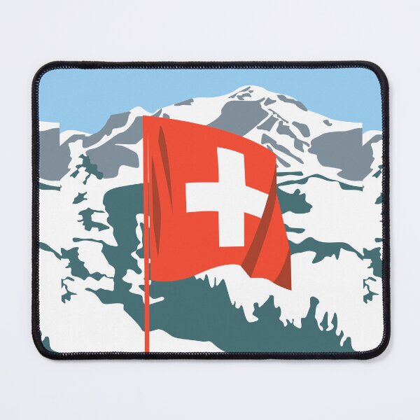 Item preview, Swiss Flag in the Alps — Switzerland Mountain Illustration designed and sold by Bodique.