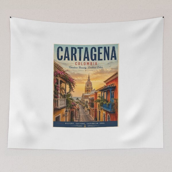 Item preview, Cartagena Colombia Vintage Travel Poster – Where History Meets the Caribbean designed and sold by ElartedeNoel.